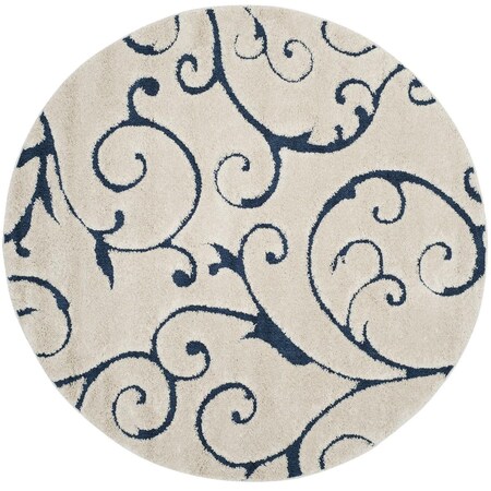 Safavieh 10 x 10 ft. Shag Power Loomed Round Area Rug; Cream & Blue SG455-1165-10R